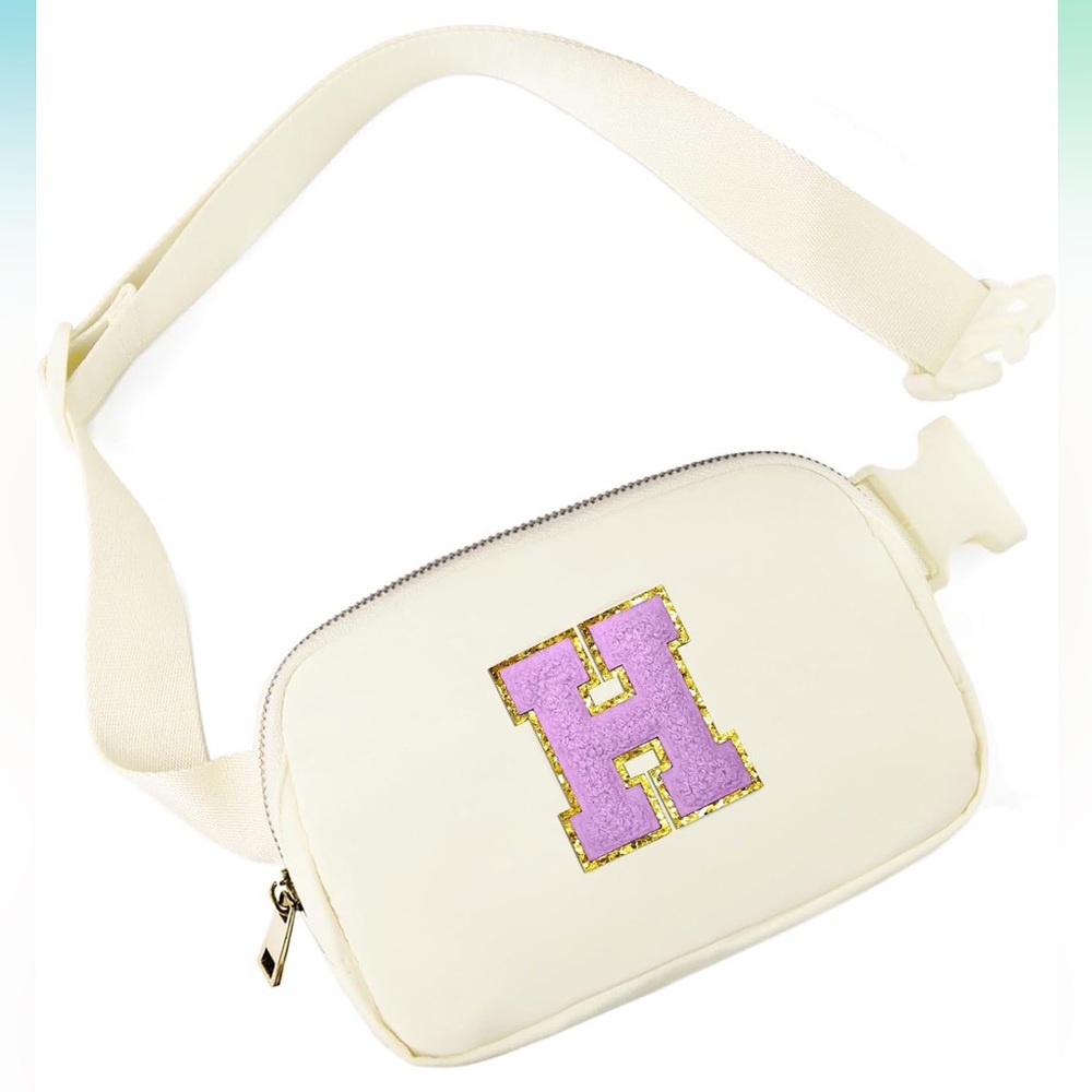 NWT Stoney Clover Inspired Cream Belt Bag with Purple H Patch